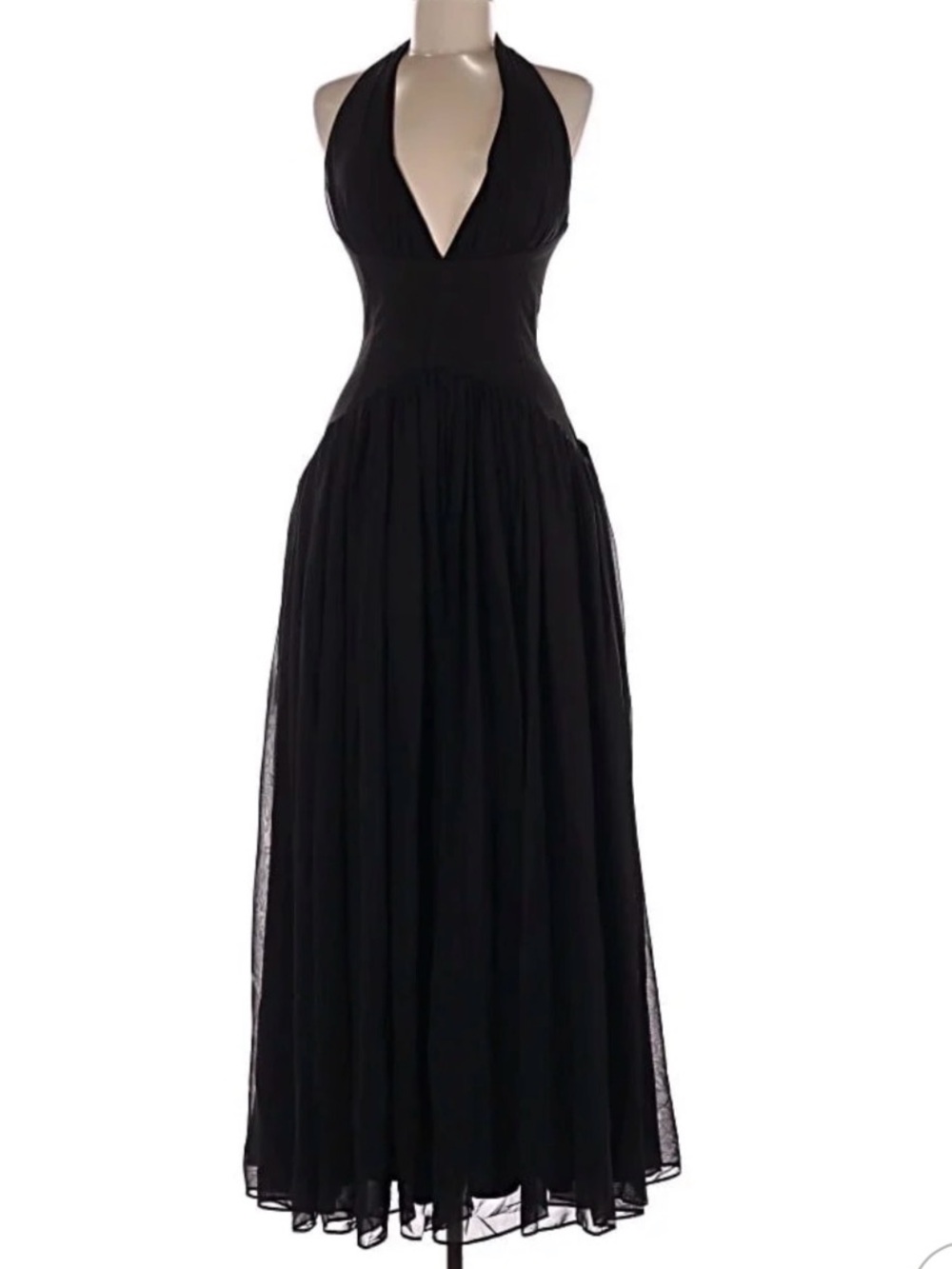 LEAU Black Backless Halter Evening Gown